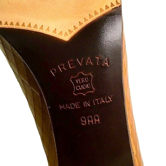 PREVATA Shoes Pointed Toe Cognac Snakeskin Leather Pumps Size 9A - Picture 8 of 11